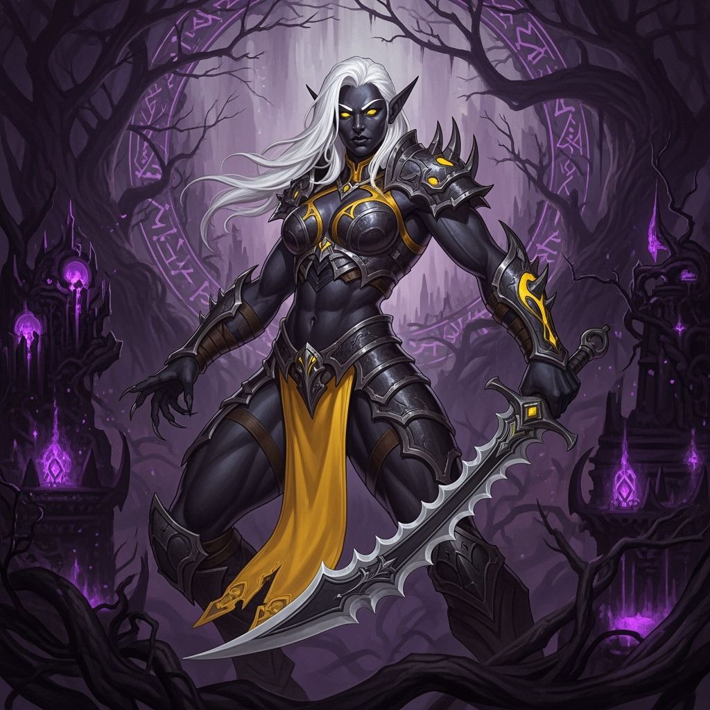 Muscle-Bound Drow Elf Warrior in Dark Fantasy Art