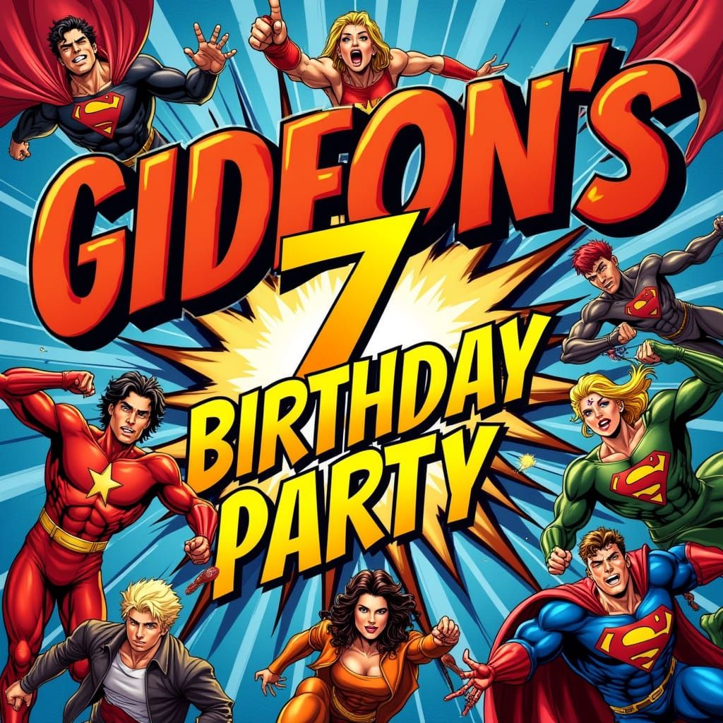 Superhero Birthday Banner in Comic Book Style