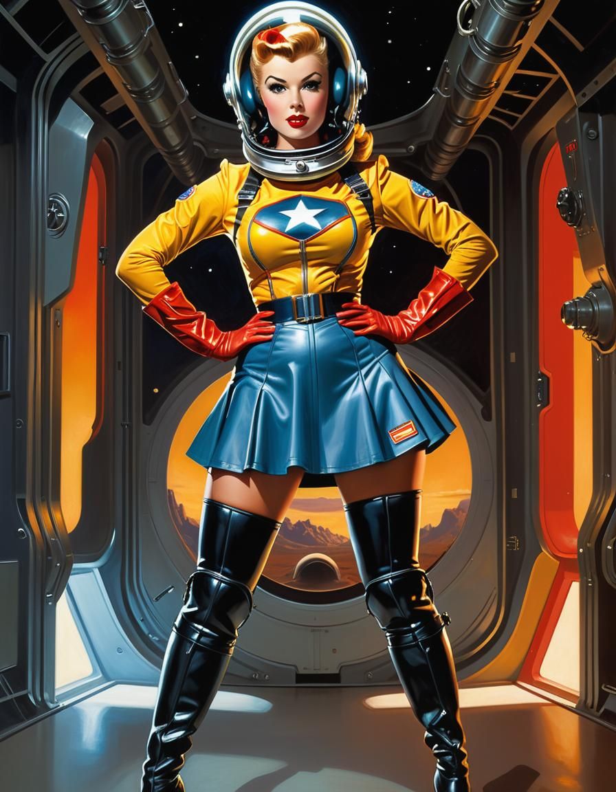 Retro Sci-Fi Pinup in the Style of Gil Elvgren