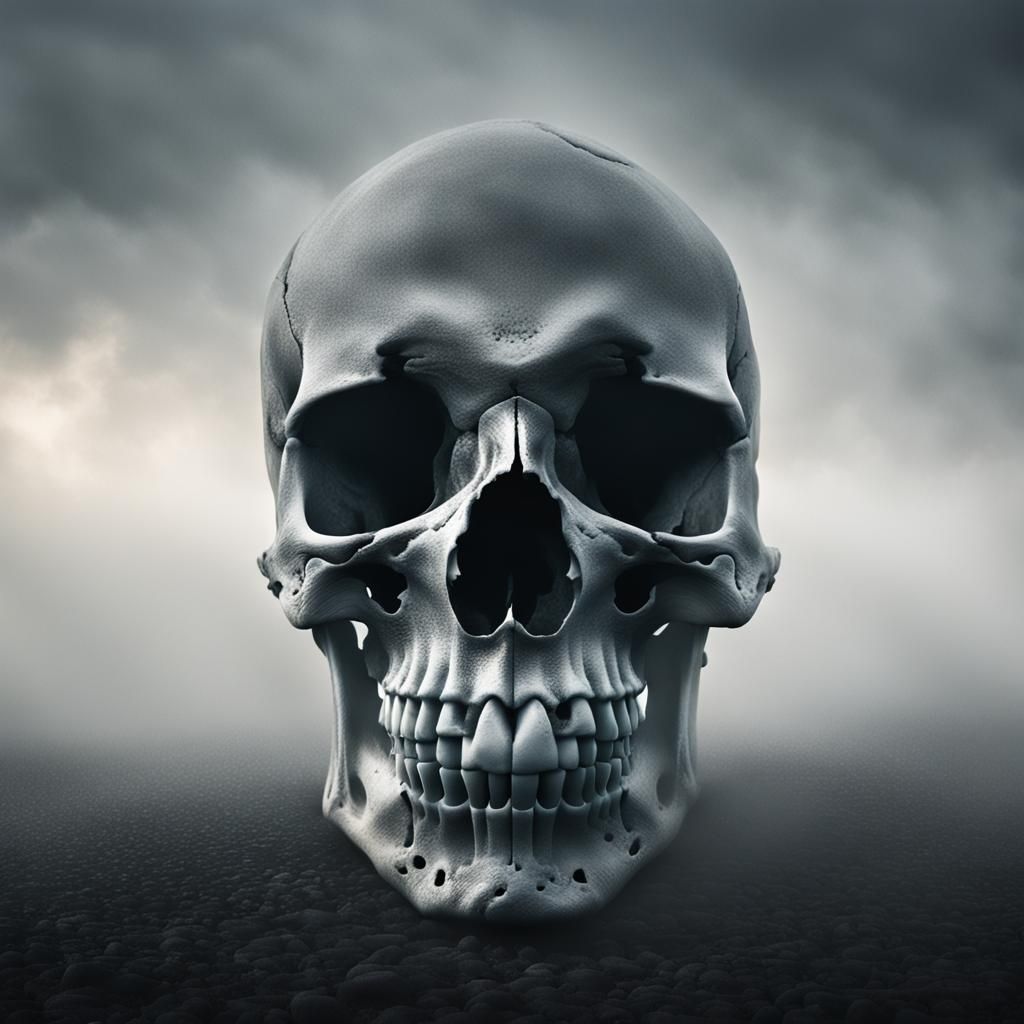 Ethereal Skull Formed from Dense Fog