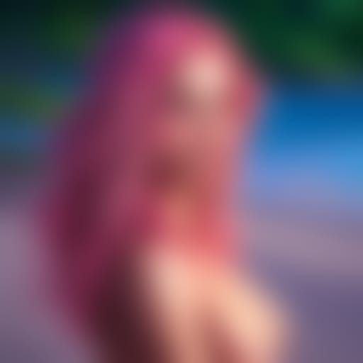 Pink-Haired Girl at the Beach: Hyperdetailed Portrait