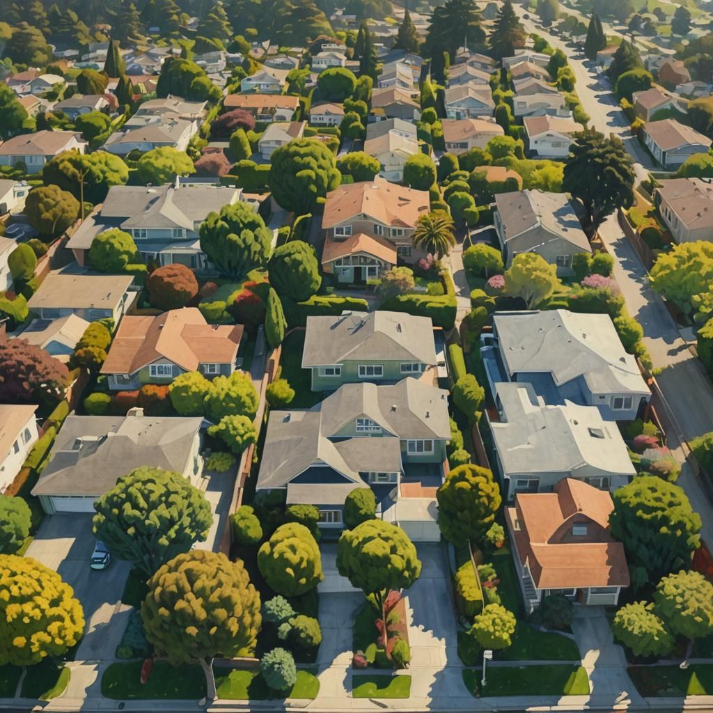 Typical Home in El Cerrito, California Landscape Painting