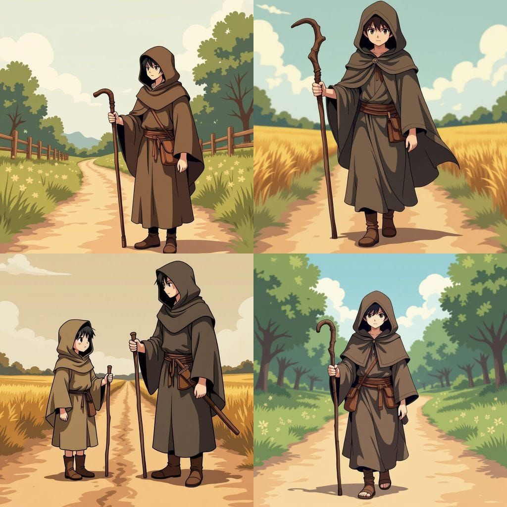 Pilgrim in Hooded Cloak, Shounen Anime Style