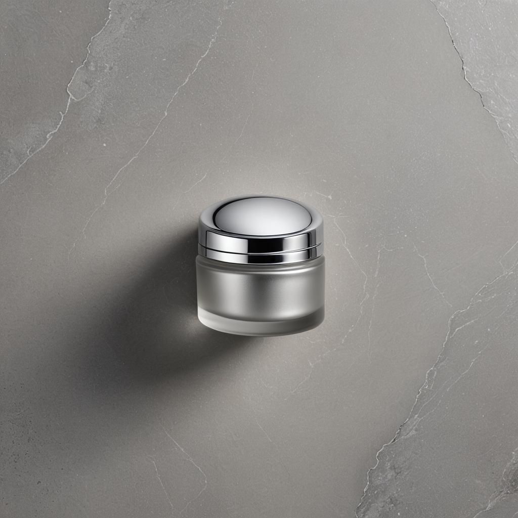 Frosted Glass Jar of Face Cream Product Photography