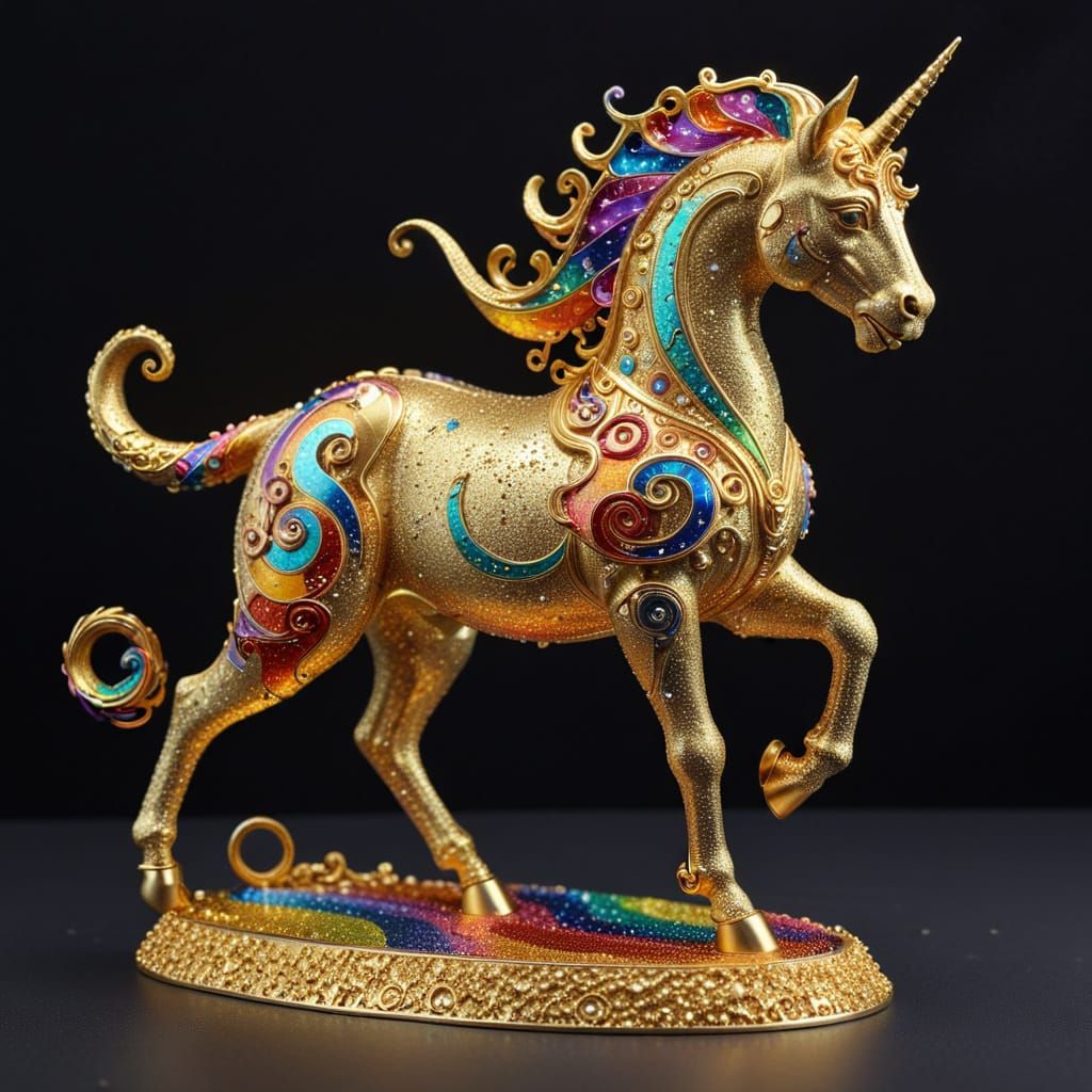 Rainbow Centaur Feast in Art Nouveau Style