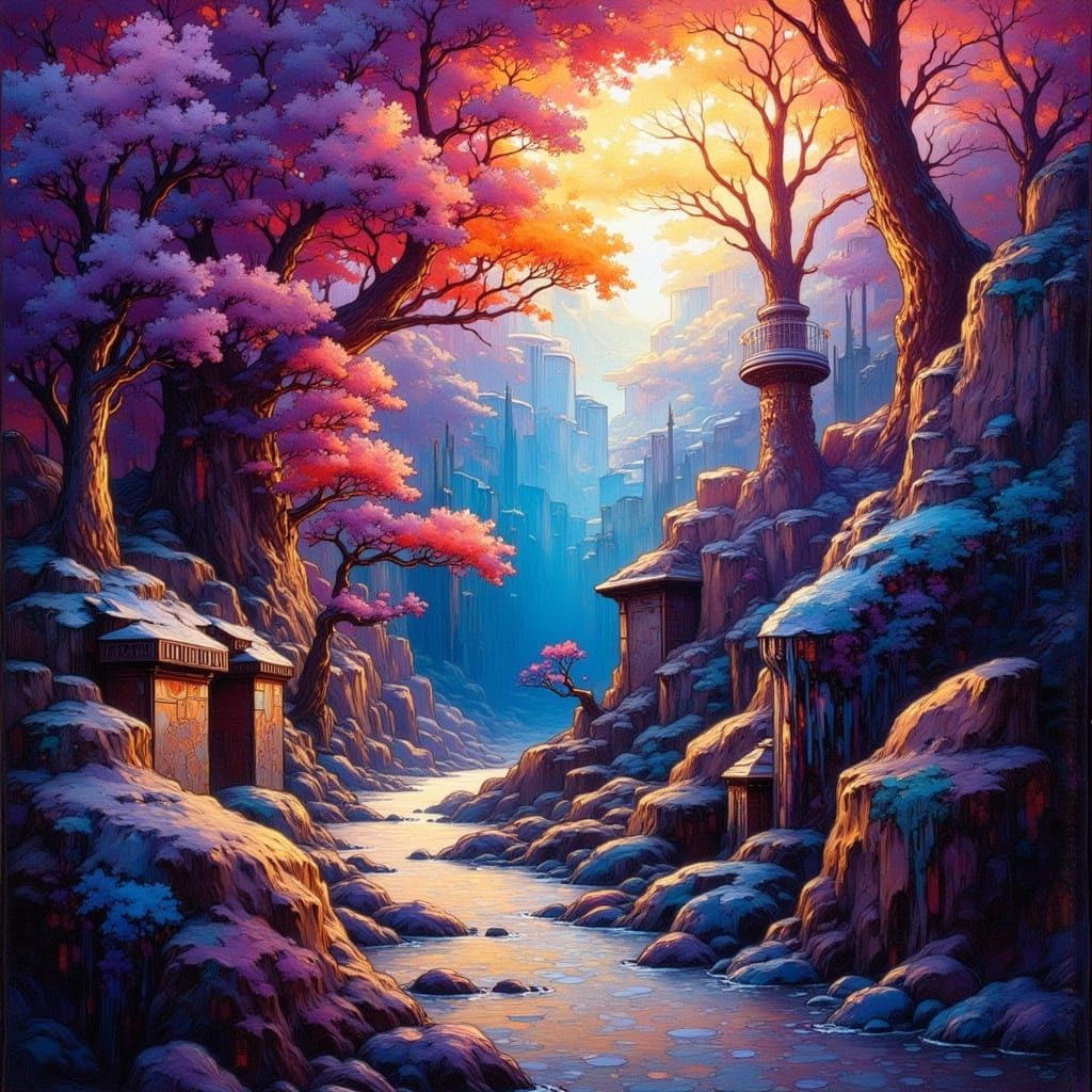 Mysterious Cosmos in Art Nouveau Style