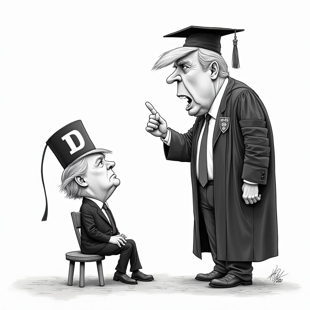 Miniature Donald Trump Chastised by Harvard Professor in Cla...