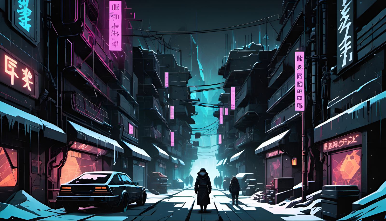 Cyberpunk Winter Polygon Design in Vector Art