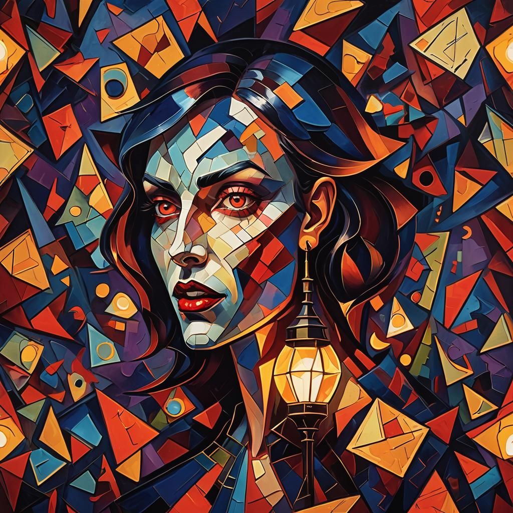 Cubist Vampire Lamp in Fauvist Style