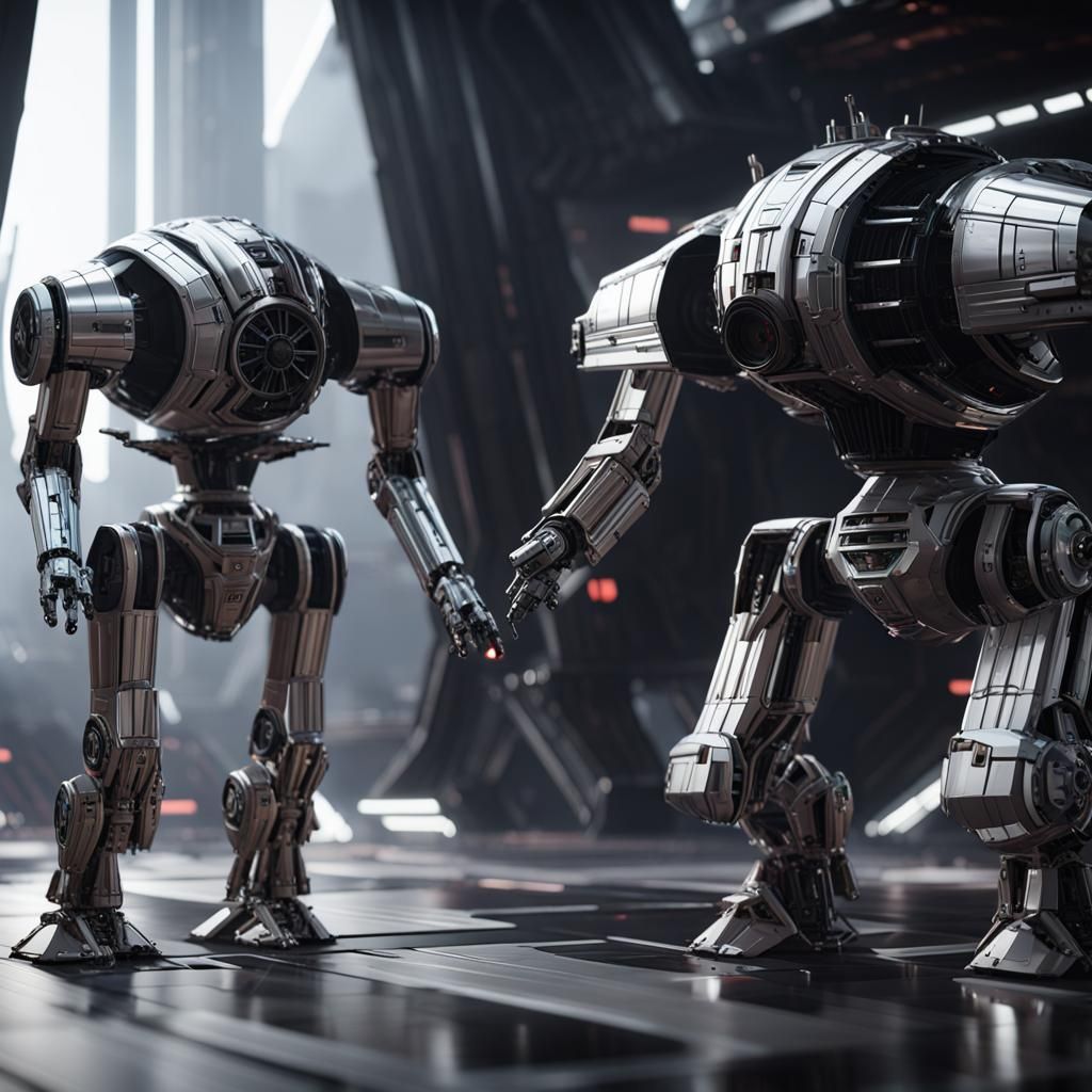 Epic Sci-Fi Lightsaber Duel with Mechs in 8K