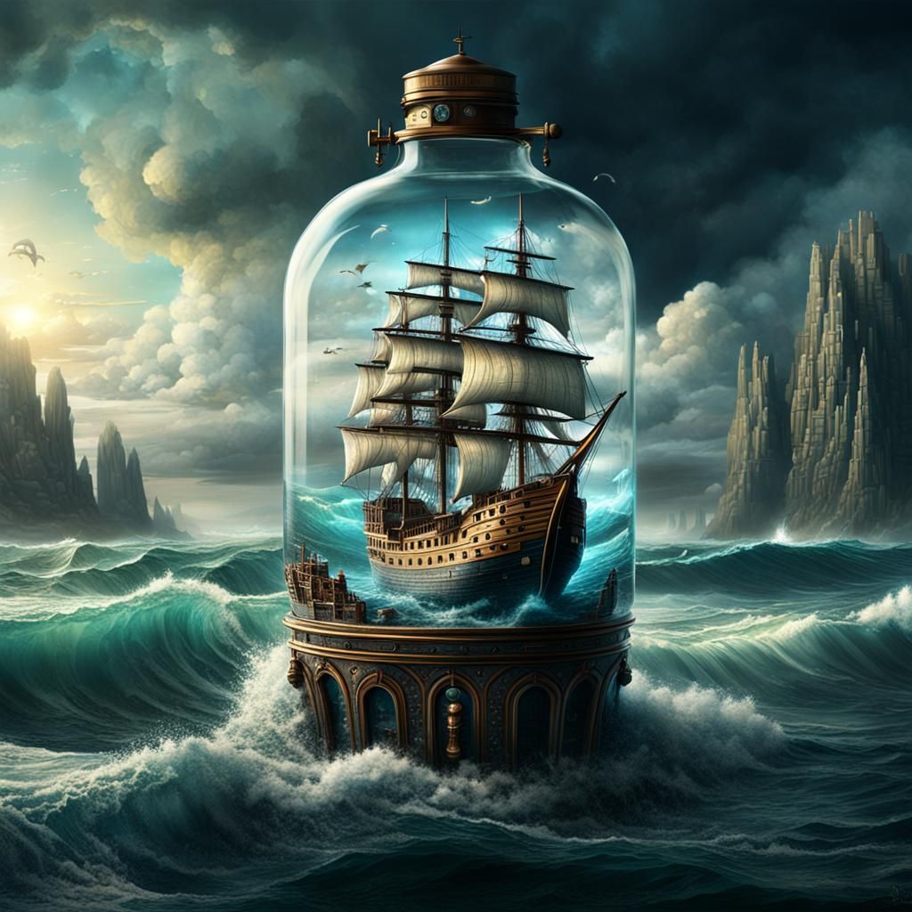 Ship in a Bottle: Detailed Digital Painting