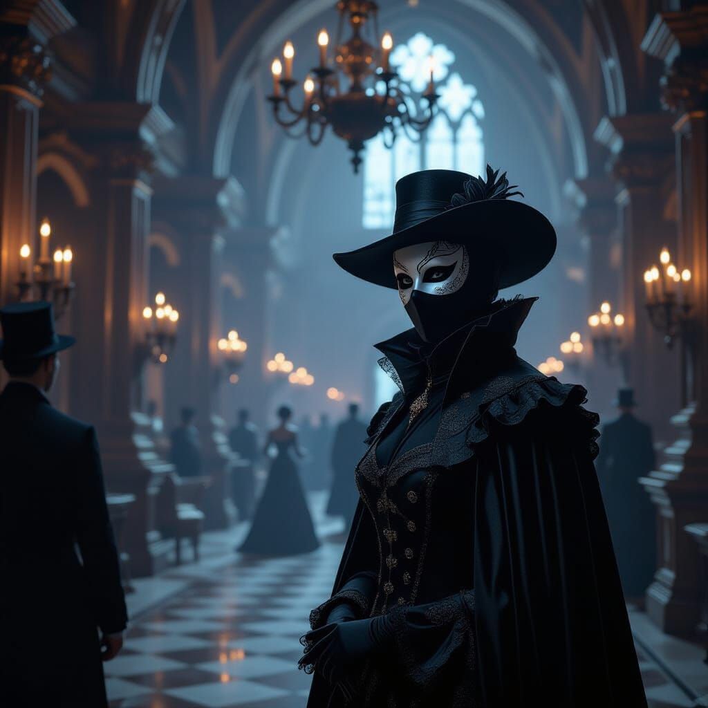 Masked Stranger at Opulent Halloween Ball, Centuries of Reco...