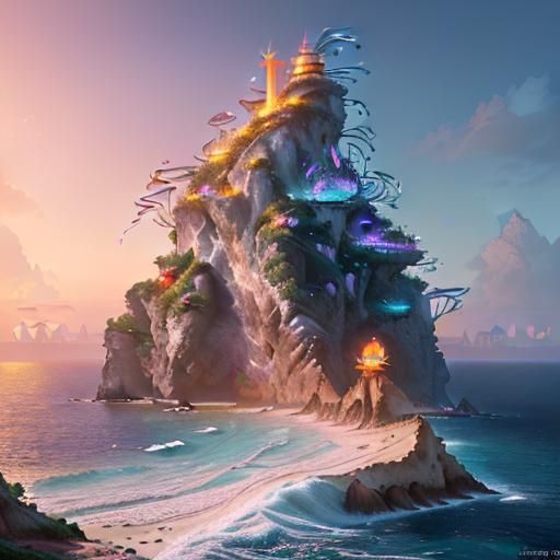 Joyful Beach Holiday: Detailed Matte Painting in 8K