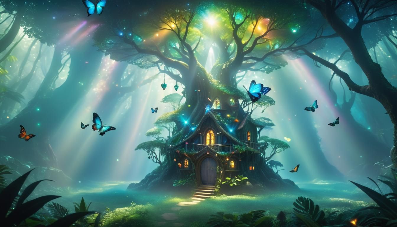 Magical Elven Treehouse in Aurora Jungle