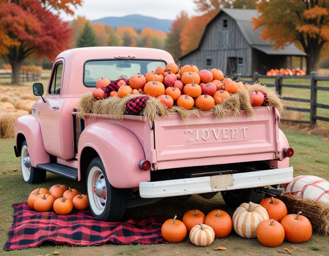 Whimsical Halloween Truck in Watercolor Style