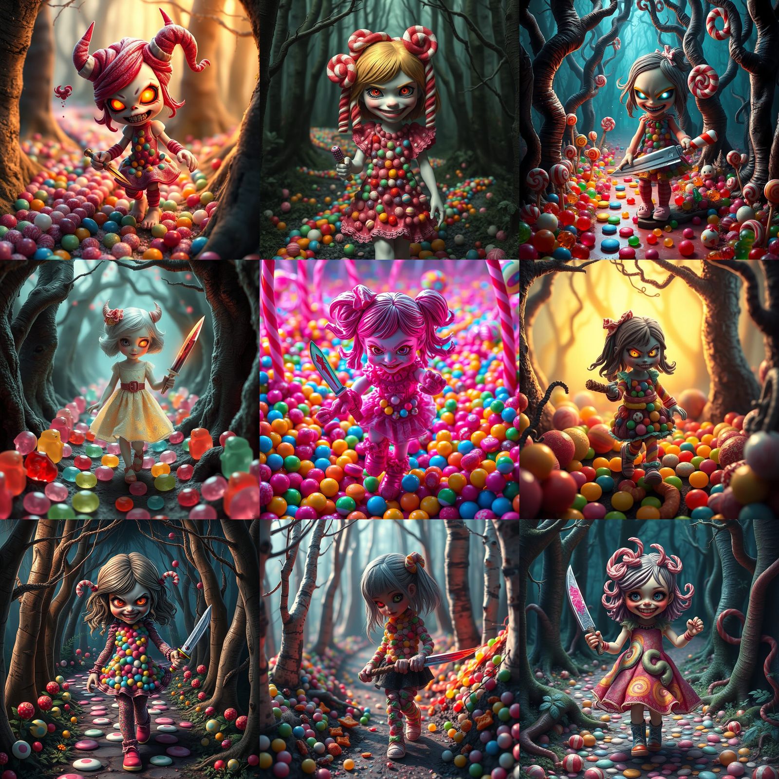 Demonic Candy Girl on Creepy Candyland Path