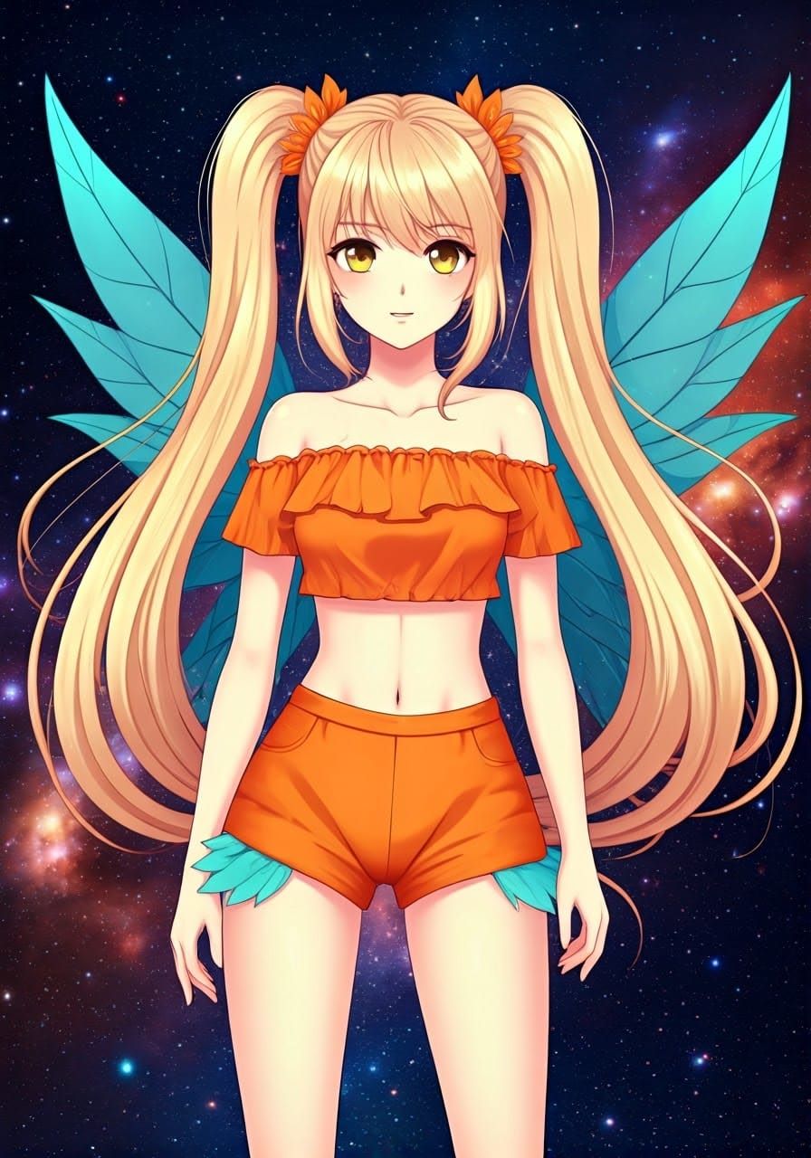 Glamorous Magical Girl in Starry Space