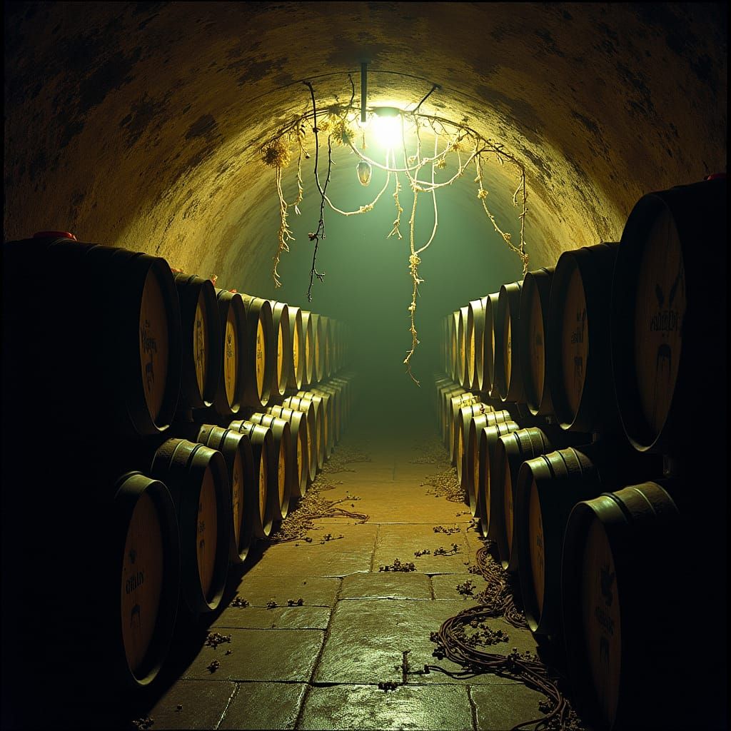Mystical Wine Cellar with Cinematic Lighting