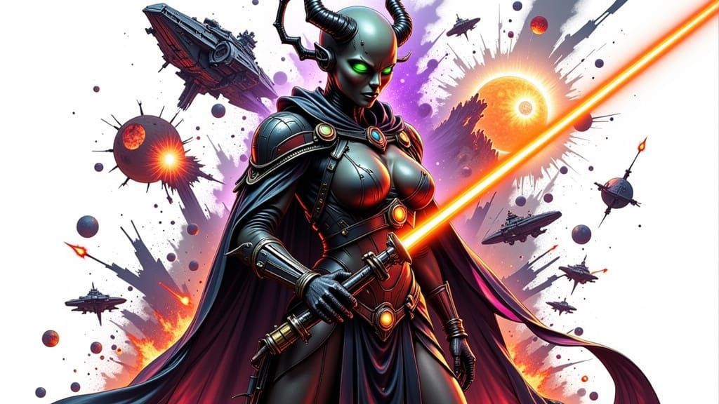 Cyberpunk Warrior in Dark Gray Attire with Glitched Backgrou...