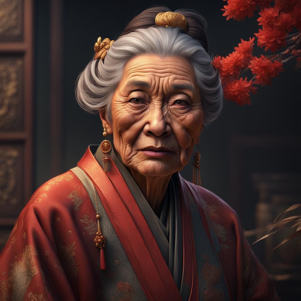 Chinese Woman's Portrait as Detailed Matte Painting