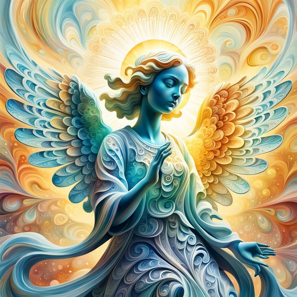 Ethereal Shell Angel in Sunshine Beams