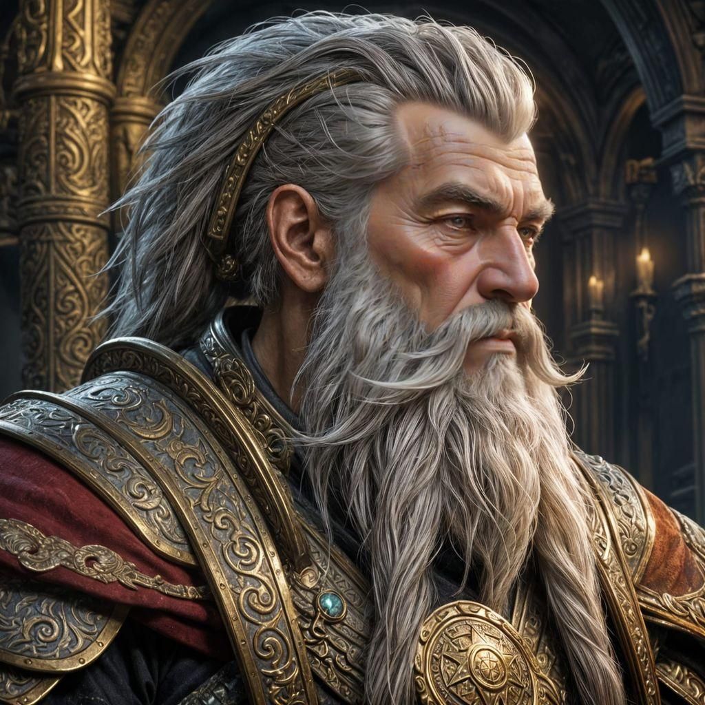 Epic Dwarven Leader Portrait in High Fantasy Style