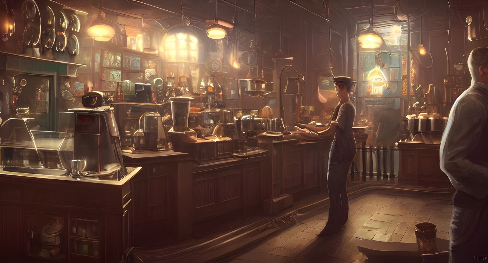 Cthulhu Barista in Cozy Coffee Shop