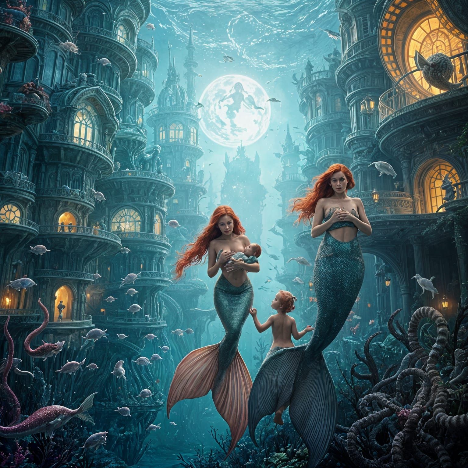 Surreal Underwater Metropolis in Photorealistic Style