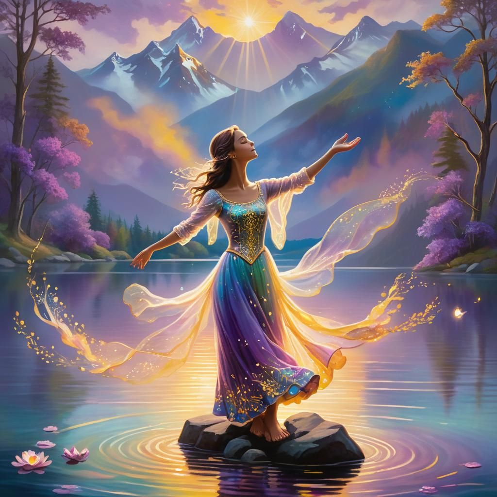 Ethereal Fusion Art: Woman Calling the Elements