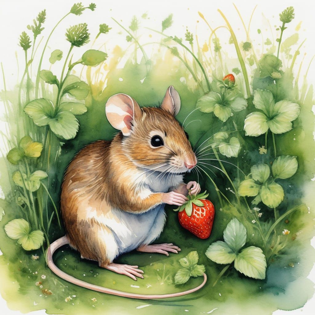 Mouse in a Whimsical Garden Scene