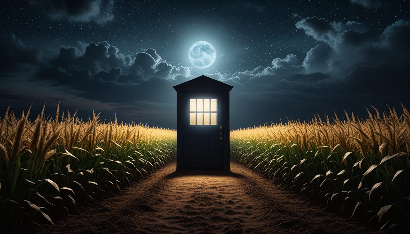 Magical Realism: Shimmering Door in Cornfield