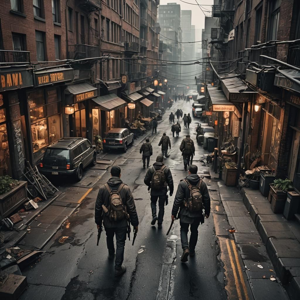 Hyperrealistic Urban Territory Hunters in HDR