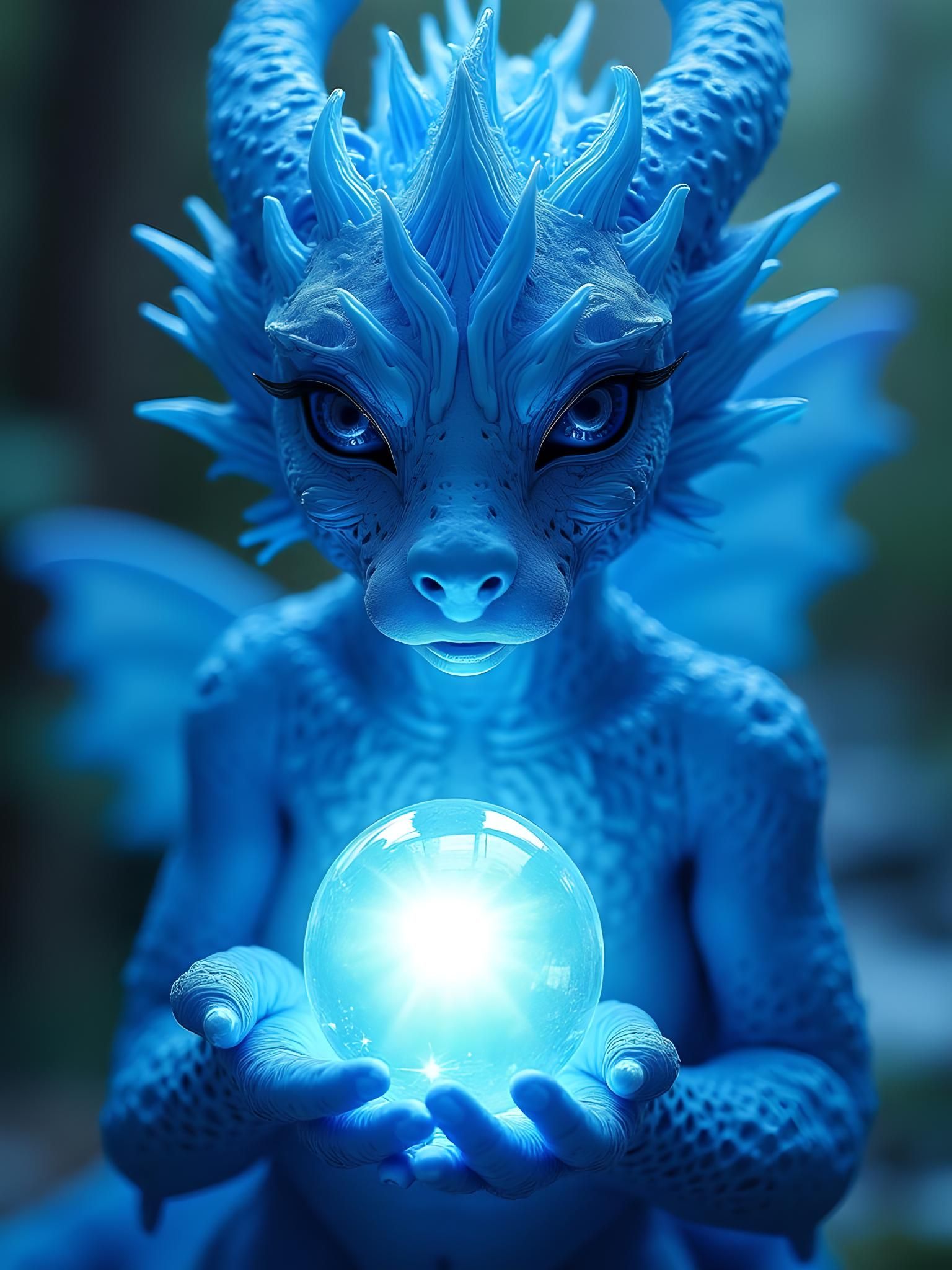 Ethereal Blue Homunculus with Magical Orb