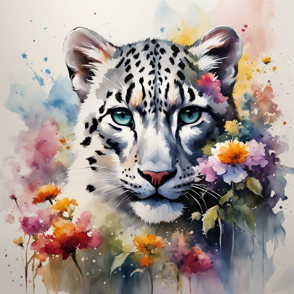 Playful Snow Leopard Cub on Sunlit Rocky Ledge