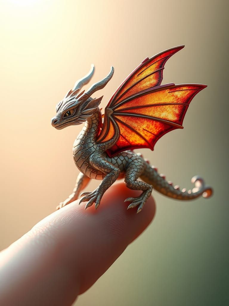 Tiny Dragon with Butterfly Wings, Anime Art