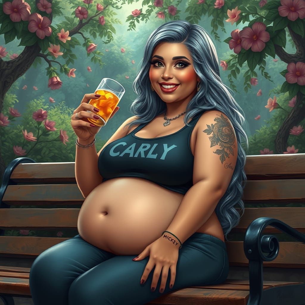 Radiant Woman Carly Sipping Tonic in Park