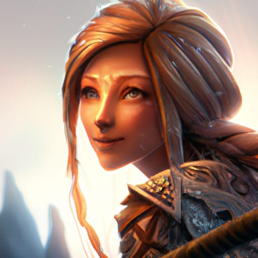 Detailed Fantasy Woman Portrait in Digital Painting Style