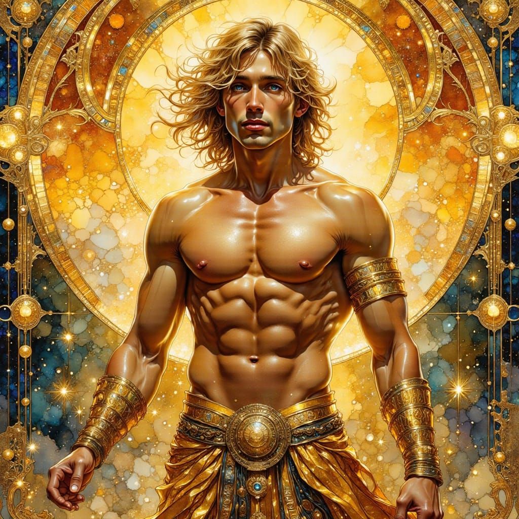 Ornate Greek God Impressionist Portrait