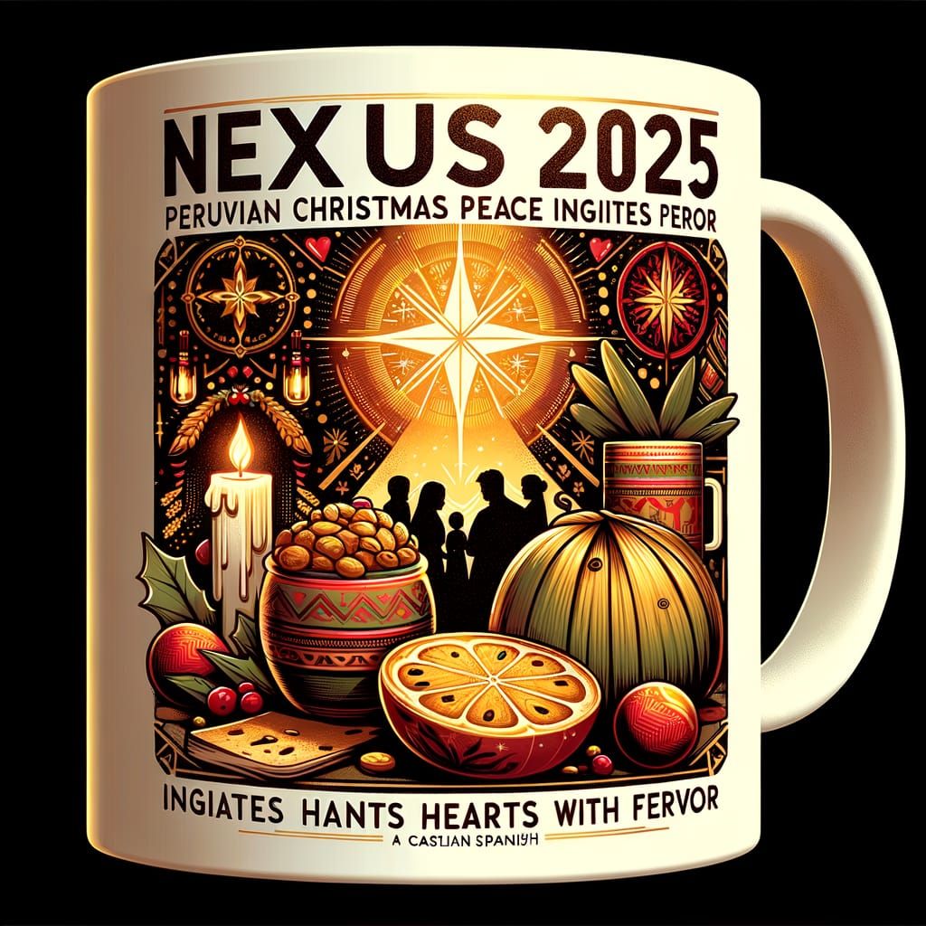 Nexus 2025 Peruvian Christmas Mug Design in Flat Illustratio...