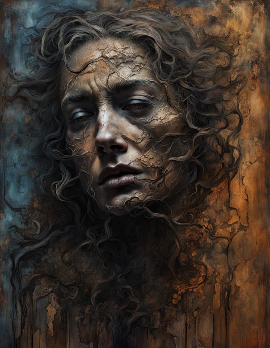 Melancholic Portrait in Dark Expressionism Style