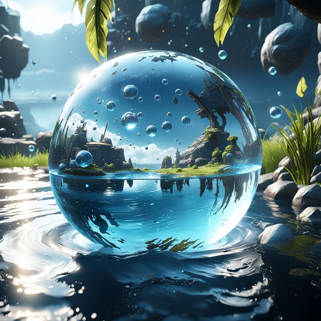 Water Ball in 3D Game Cinematic Style