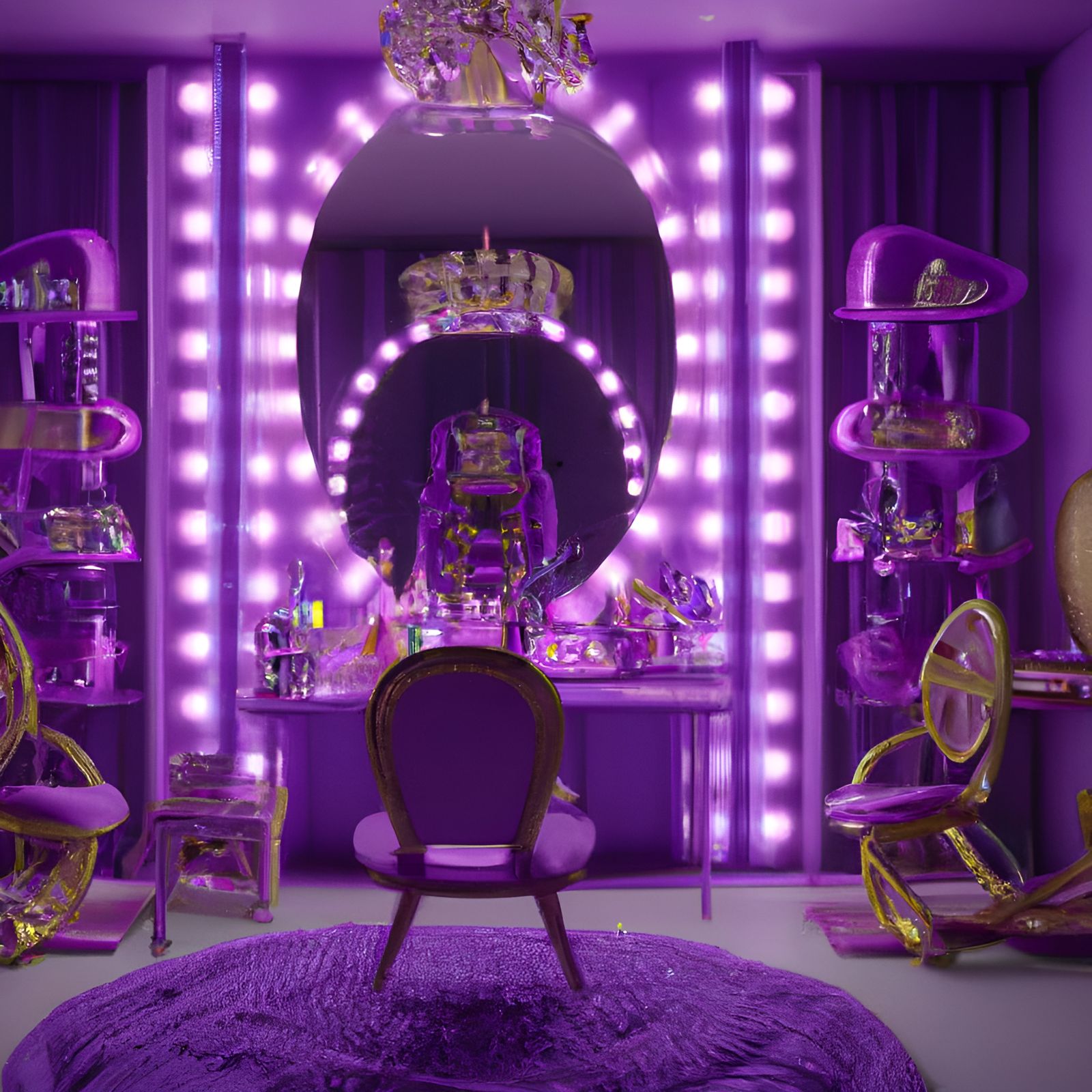 Purple Manicure in a Volumetric Lit Makeup Room