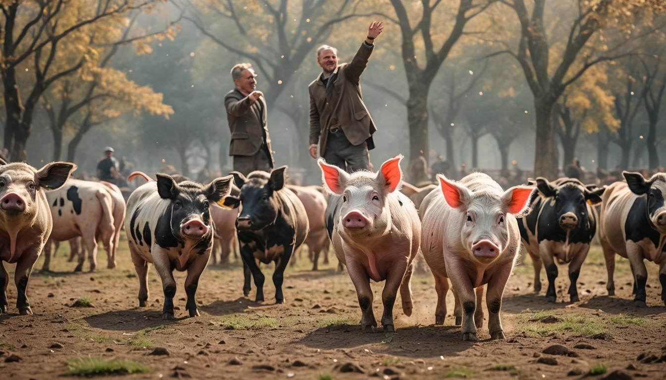 Pigs and Cows Perform Roman Salute