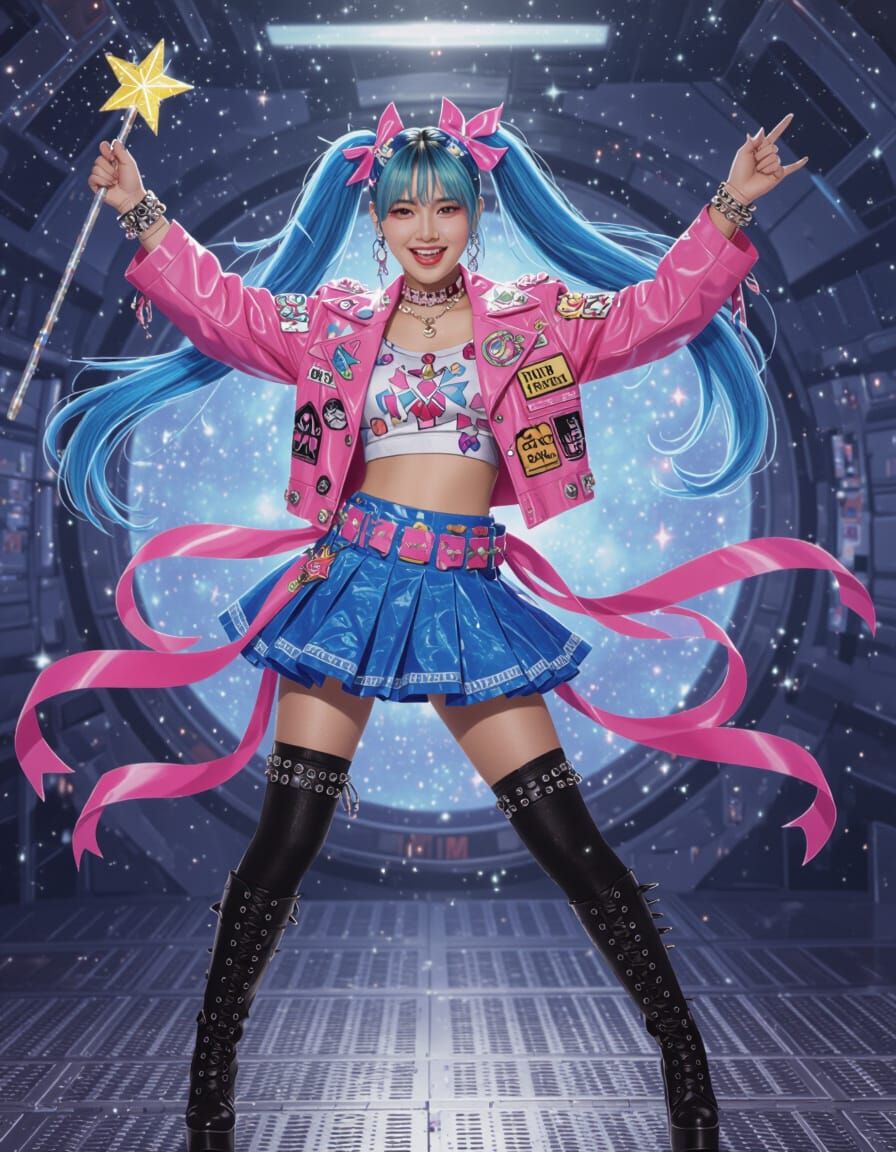 K-Pop Idol Magical Girl Dancing in Space
