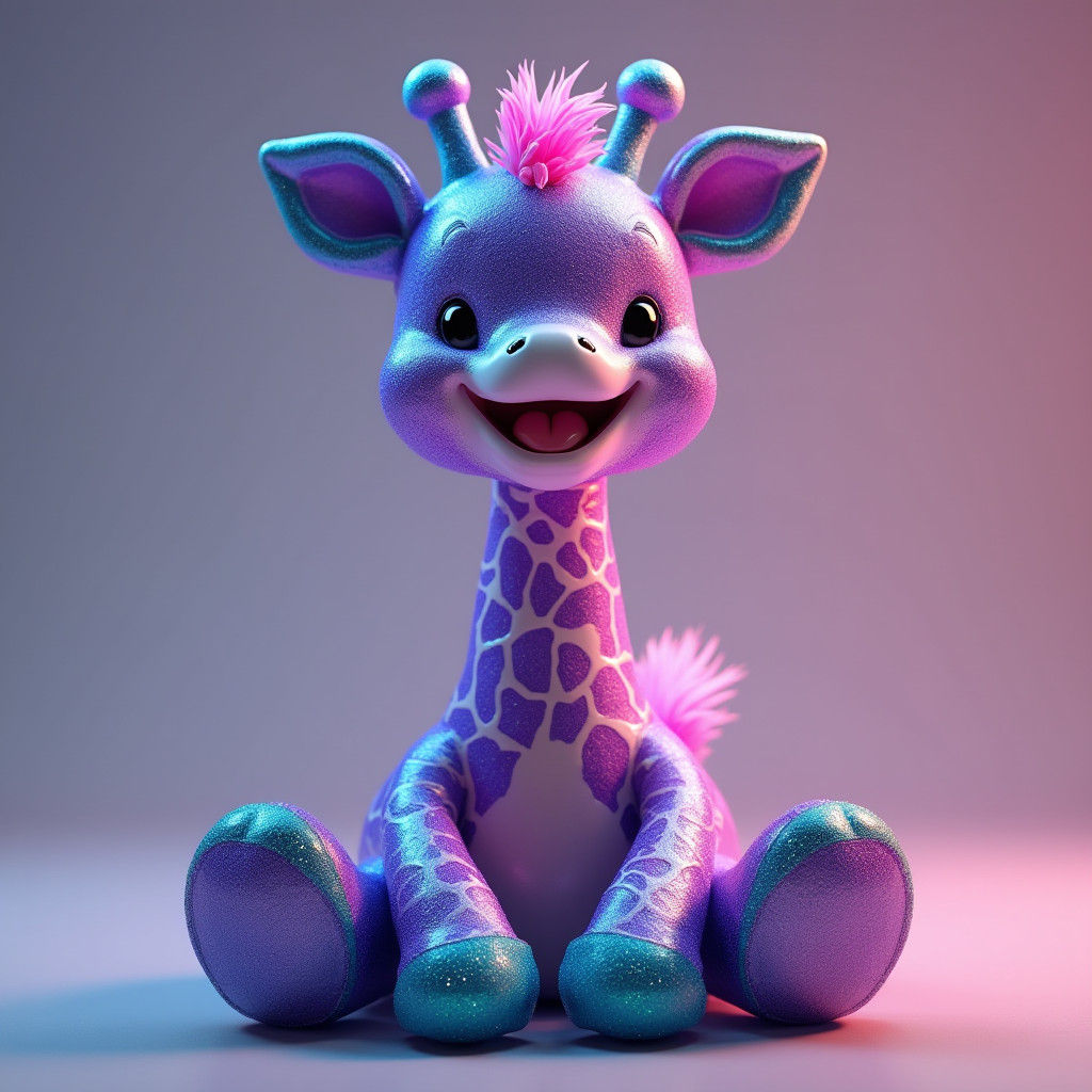 Joyful Pool Toy Giraffe in Vibrant Concept Art