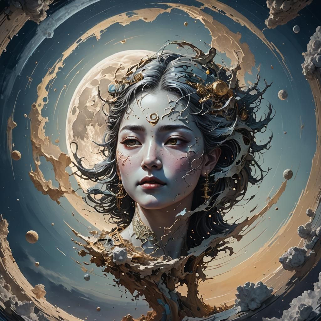 Dramatic Portrait with Colorful Splash Art Background