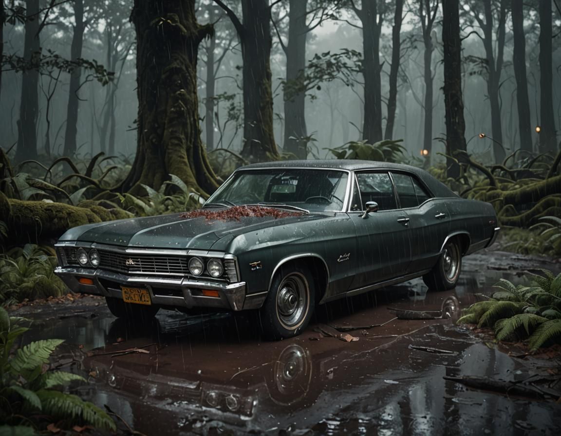 Supernatural's 1967 Impala in Dark Forest