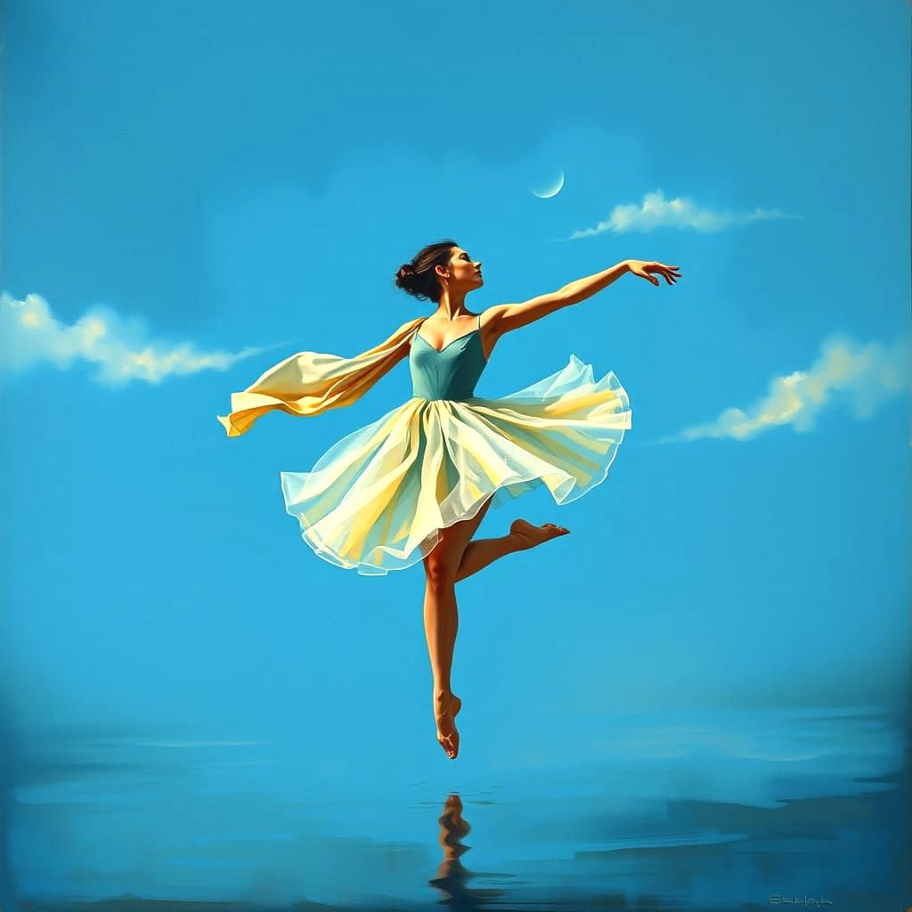 Dali-Inspired Surrealist Dancing Figure on a Melting Canvas