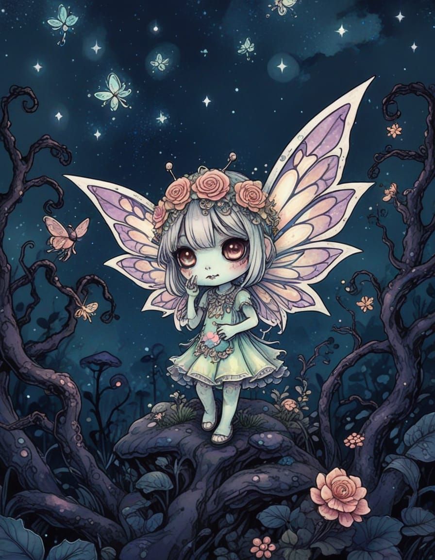 Creepy Cute Fairy Monster in Manga Style