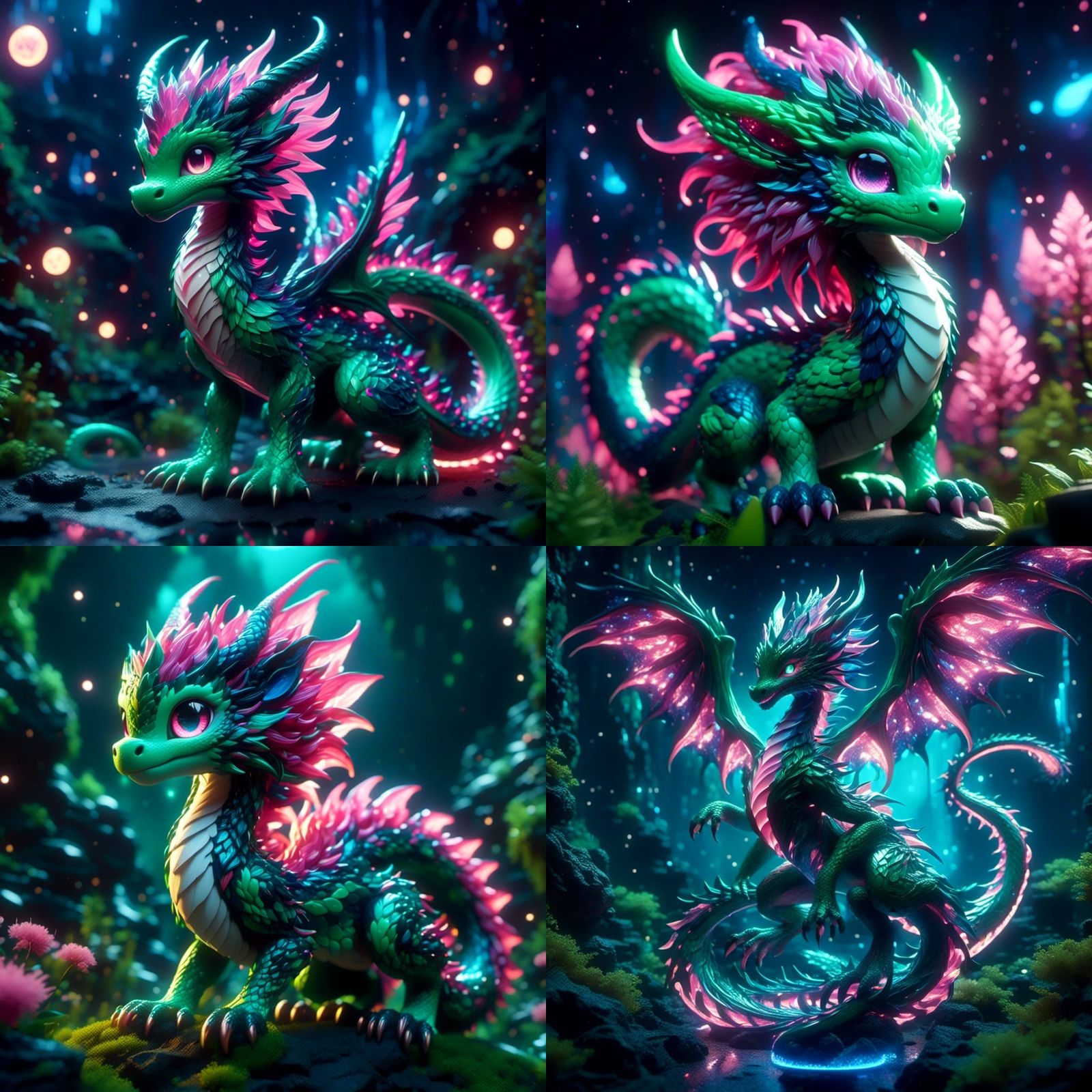 Surreal Dragon Creature with Volumetric Lighting